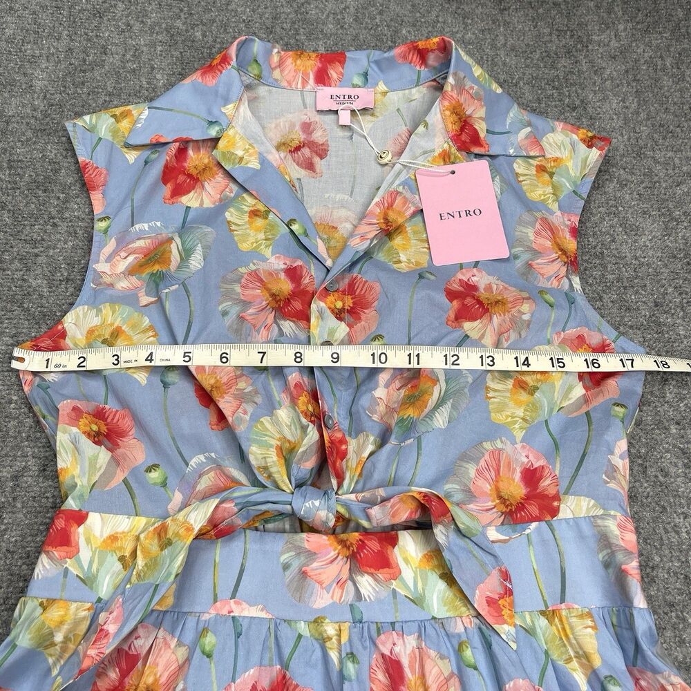 NWT Entro Knot Your Garden Maxi Dress Size Medium Sleeveless Floral Tie Front - Picture 7 of 12